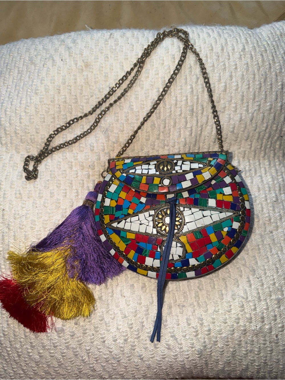 Sam Edelman Bohemian Mosaic Multicolor Crossbody Bag with Tassel